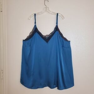 Torrid Women's Satin Lace Trim Cami NWT Size 4 Midnight Blue Adjustable Strap